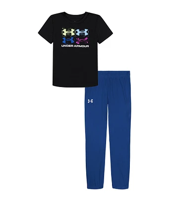 Under Armour Little Boys 2T-7 Quad UA Logo Short Sleeve Tech T-Shirt & Jogger 2-Piece Set