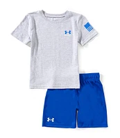 Under Armour Little Boys 4-7 Short Sleeve Freedom Flag T-Shirt & Shorts Set
