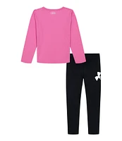 Under Armour Little Girls 2T-6X Long Sleeve Big Icon Logo T-Shirt & Wraparound-Logo Leggings Set