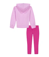 Under Armour Little Girls 2T-6X Long-Sleeve Color Block/Solid Tech Fleece Hooded Jacket & Solid Jersey Leggings Set