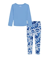 Under Armour Little Girls 2T-6X Long Sleeve Glitter-Accented Star-Motif T-Shirt & Sublimation-Printed Leggings Set