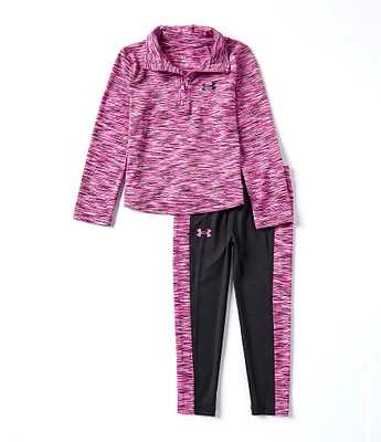 Under Armour Little Girls 2T-6X Long-Sleeve Twisted Quarter-Zip Pullover & Racing-Stripe Leggings Set