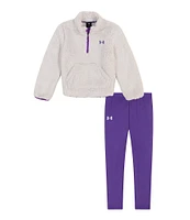 Under Armour Little Girls 2T-6X Minky Quarter-Zip Long Sleeve Pullover & Solid Leggings Set