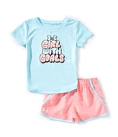 Under Armour Little Girls Short-Sleeve Girl With Goals UA Tech T-Shirt & Woven Microfiber Shorts Set
