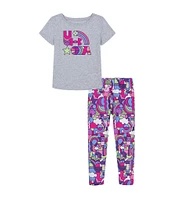 Under Armour Little Girls 2T-6X Short Sleeve UA-Logo Graphic T-Shirt & Printed Leggings Set