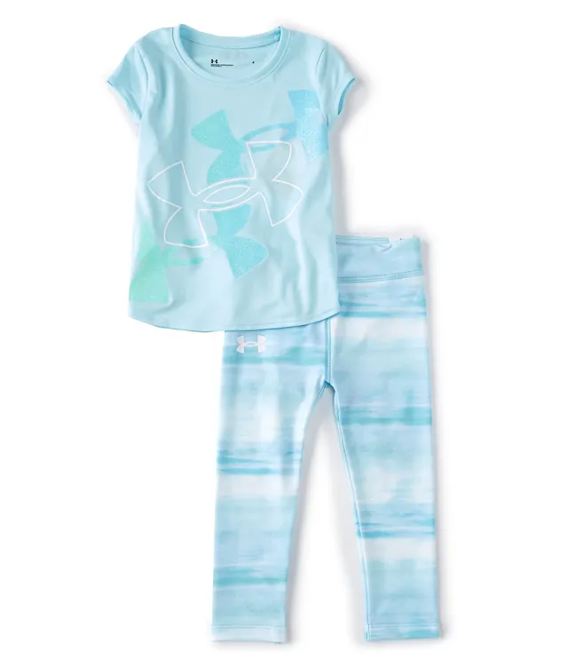 Under Armour Little Girls 2T-6X Long-Sleeve Frosted Bloom Script Logo Tee &  Printed Leggings Set