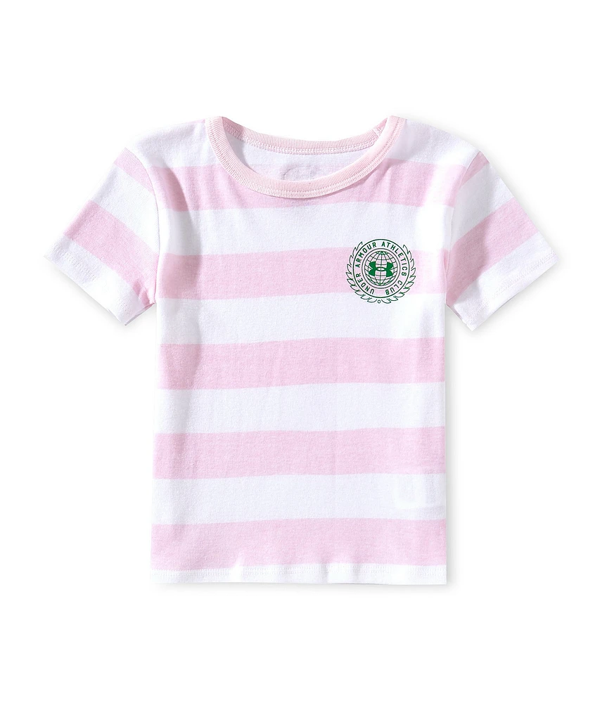 Under Armour Little Girls 4-6X Athletics Club Stripe Short Sleeve T-Shirt