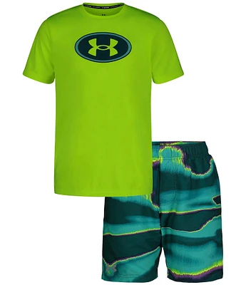 Under Armour Little/Big Boys 2T-7 Short Sleeve Mercury Print Shirt And Short Set