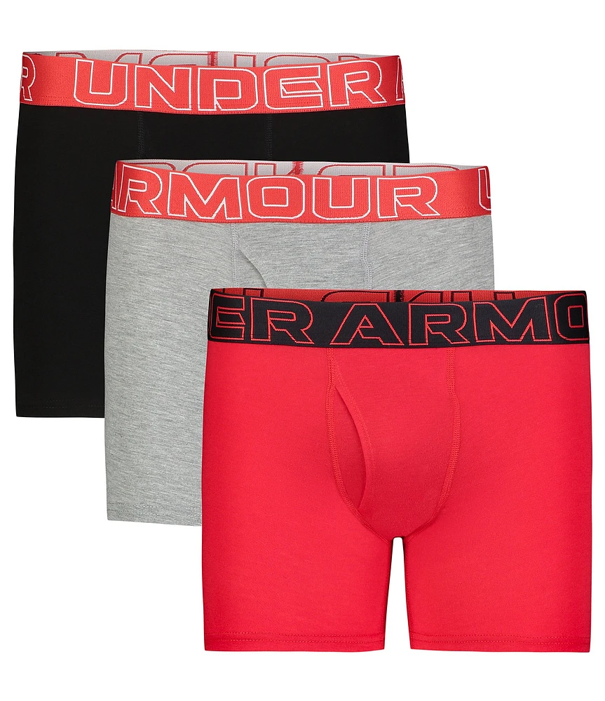 Under Armour Little/Big Boys 4-20 solid Performance Cotton Assorted Boxer Brief 3-Pack