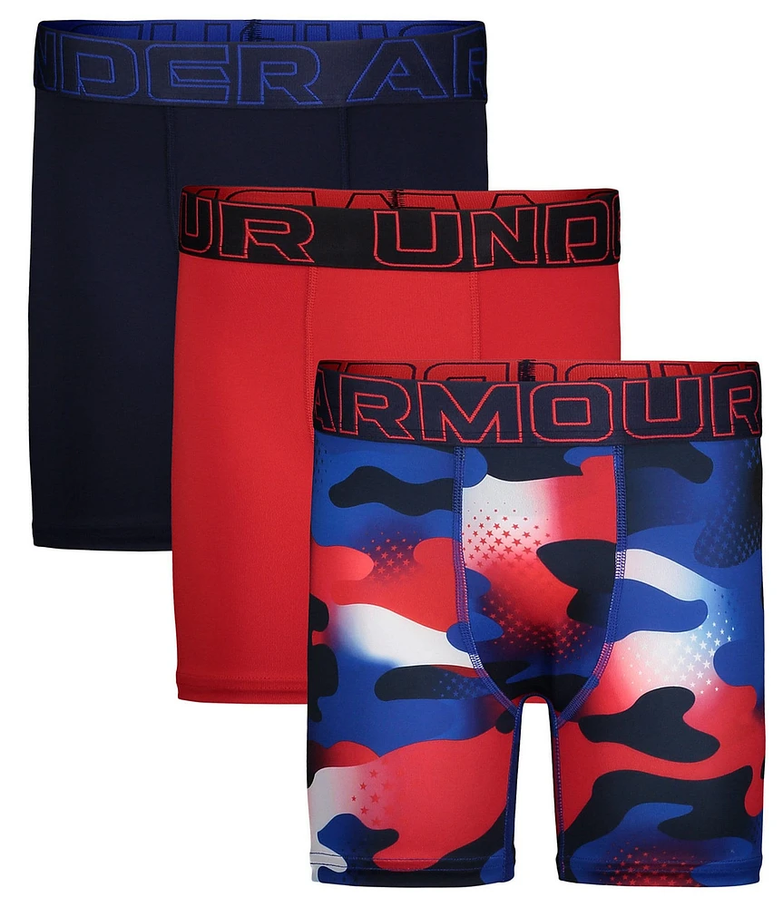 Under Armour Little/Big Boys 4-20 Performance Tech Royal Freedom Print Boxer Brief 3-Pack