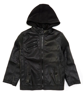 Urban Republic Big Boys 8-20 Hooded Coated Moto Jacket