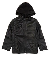 Urban Republic Big Boys 8-20 Hooded Coated Moto Jacket