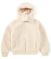 Urban Republic Big Girls 7-16 Attach Hoodie Sherpa Text Jacket