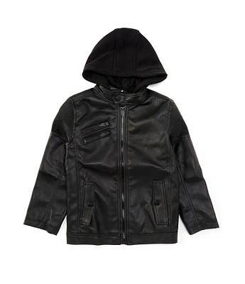 Urban Republic Little Boys 4-7 Hooded Long Sleeve Coated Moto Jacket