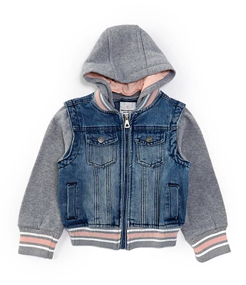 Urban Republic Little Girls 2T-6X Denim Hooded Bomber Jacket