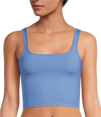 VAN WINKLE & CO. Flat Ribbed Sleeveless Square Neck Cropped Tank