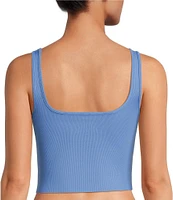 VAN WINKLE & CO. Flat Ribbed Sleeveless Square Neck Cropped Tank