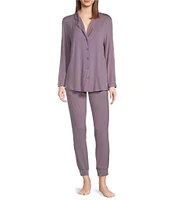 VAN WINKLE & CO. Long Sleeve Notch Collar Knit Top & Jogger Pajama Set