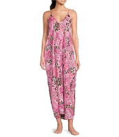 VAN WINKLE & CO. Paisley Animal Print Woven Satin V-Neck Sleeveless Maxi Chemise