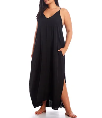 VAN WINKLE & CO. Plus Size Solid Satin Maxi Chemise