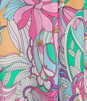 VAN WINKLE & CO. Retro Paisley Print V-Neck Short Dolman Sleeve Satin Midi Caftan