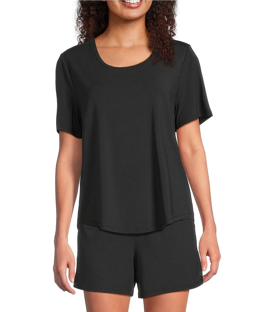 VAN WINKLE & CO. Solid Knit Short Sleeve Scoop Neck Coordinating Sleep Top