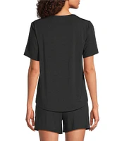 VAN WINKLE & CO. Solid Knit Short Sleeve Scoop Neck Coordinating Sleep Top