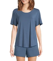 VAN WINKLE & CO. Solid Knit Short Sleeve Scoop Neck Coordinating Sleep Top