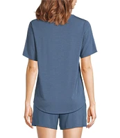 VAN WINKLE & CO. Solid Knit Short Sleeve Scoop Neck Coordinating Sleep Top