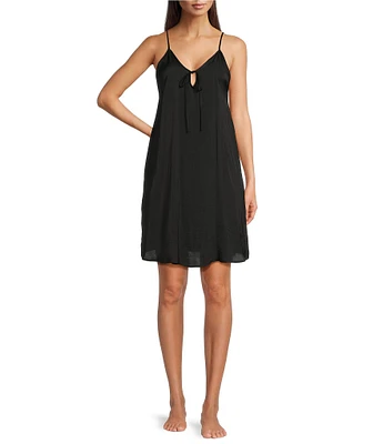 Van Winkle & Co. Solid Satin Sleeveless V-Neck Tie-Front Chemise