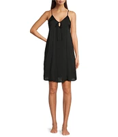 Van Winkle & Co. Solid Satin Sleeveless V-Neck Tie-Front Chemise