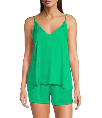 VAN WINKLE & CO. Solid Woven V-Neck Coordinating Sleep Tank