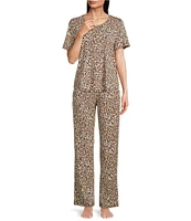 VAN WINKLE & CO. Spotty Animal Knit Coordinating Sleep Pant