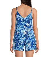 VAN WINKLE & CO. Woven Boho Breeze Satin V-Neck Coordinating Sleep Tank