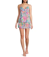 VAN WINKLE & CO. Woven Retro Paisley Satin V-Neck Coordinating Sleep Tank