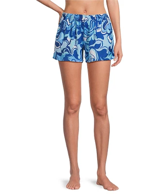 VAN WINKLE & CO. Woven Satin Boho Breeze Print Coordinating Sleep Shorts