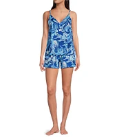 VAN WINKLE & CO. Woven Satin Boho Breeze Print Coordinating Sleep Shorts