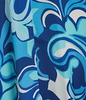 VAN WINKLE & CO. Woven Satin Boho Breeze Print Sleeveless V-Neck Side Slit Maxi Chemise