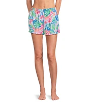 VAN WINKLE & CO. Woven Satin Jungle Parrot Print Coordinating Sleep Shorts