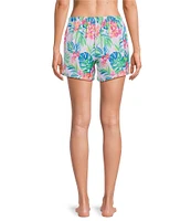 VAN WINKLE & CO. Woven Satin Jungle Parrot Print Coordinating Sleep Shorts