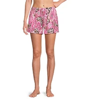 VAN WINKLE & CO. Woven Satin Paisley Animal Print Coordinating Sleep Shorts