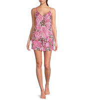 VAN WINKLE & CO. Woven Satin Paisley Animal Print Coordinating Sleep Shorts