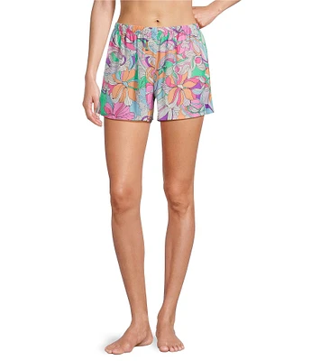 VAN WINKLE & CO. Woven Satin Retro Paisley Print Coordinating Sleep Shorts