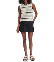 Varley Athena Crew Neck Sleeveless Cropped Pointelle Knit Vest
