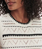 Varley Athena Crew Neck Sleeveless Cropped Pointelle Knit Vest