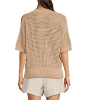 Varley Callie Knit Boxy Split V-Neck Short Sleeve Top