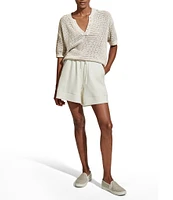 Varley Callie Knit Boxy Split V-Neck Short Sleeve Top