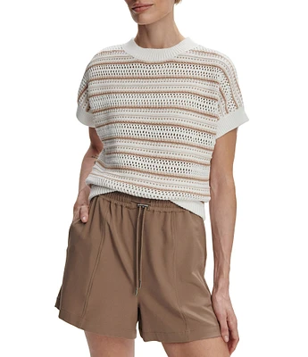 Varley Ciara Stripe Knit Short Sleeve Top