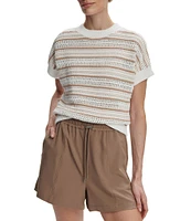 Varley Ciara Stripe Knit Short Sleeve Top