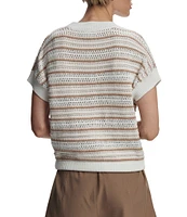 Varley Ciara Stripe Knit Short Sleeve Top